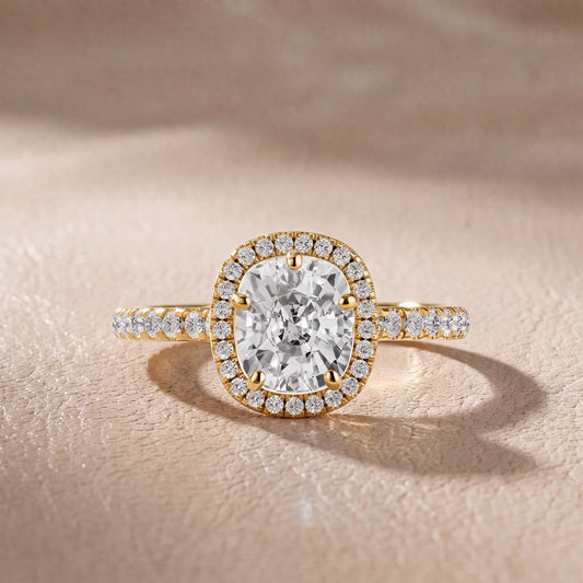 Mabel Halo French Pavé Cushion Diamond Engagement Ring in Yellow Gold - front.jpg