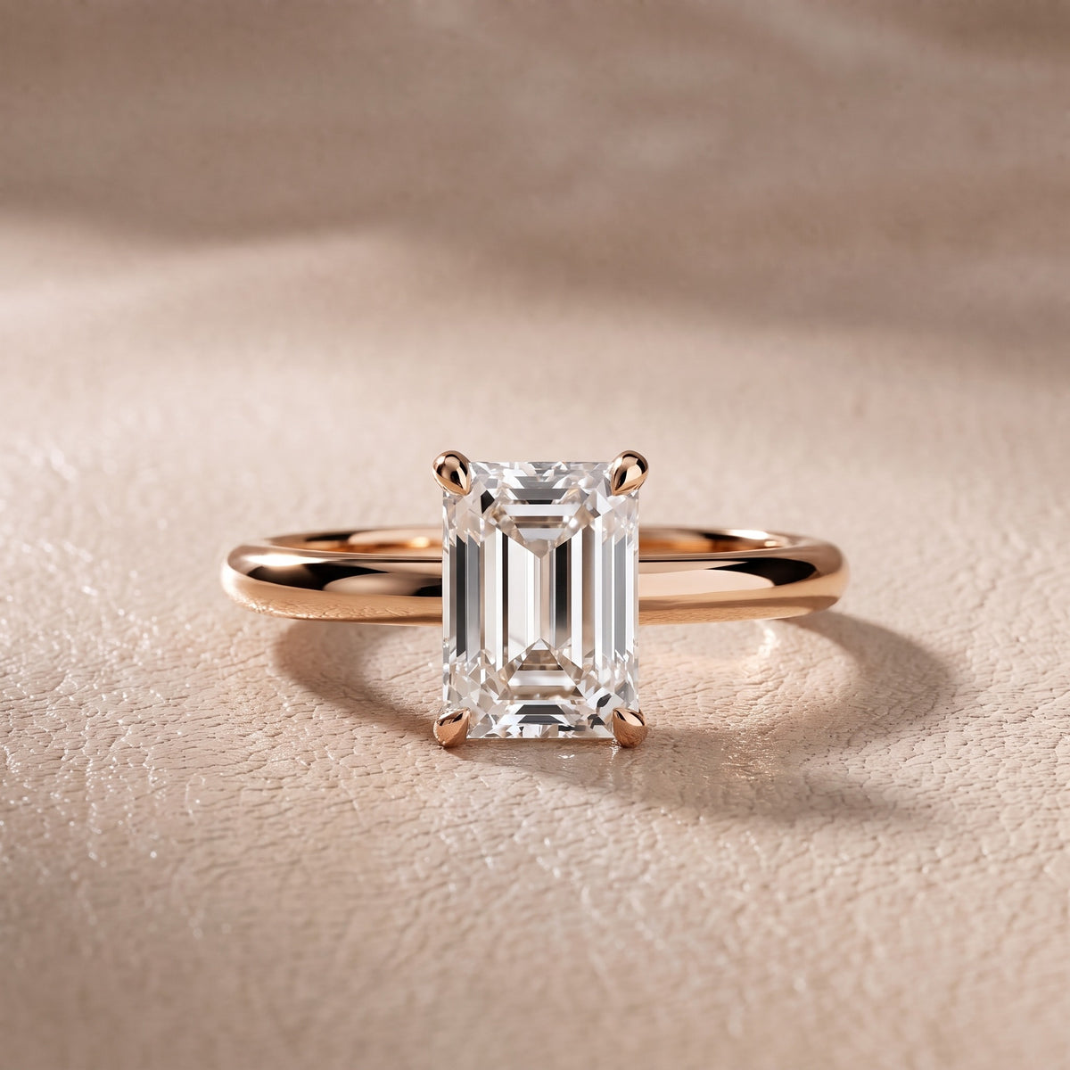 Amaya Hidden Halo Emerald Diamond Engagement Ring in Rose Gold - front.jpg
