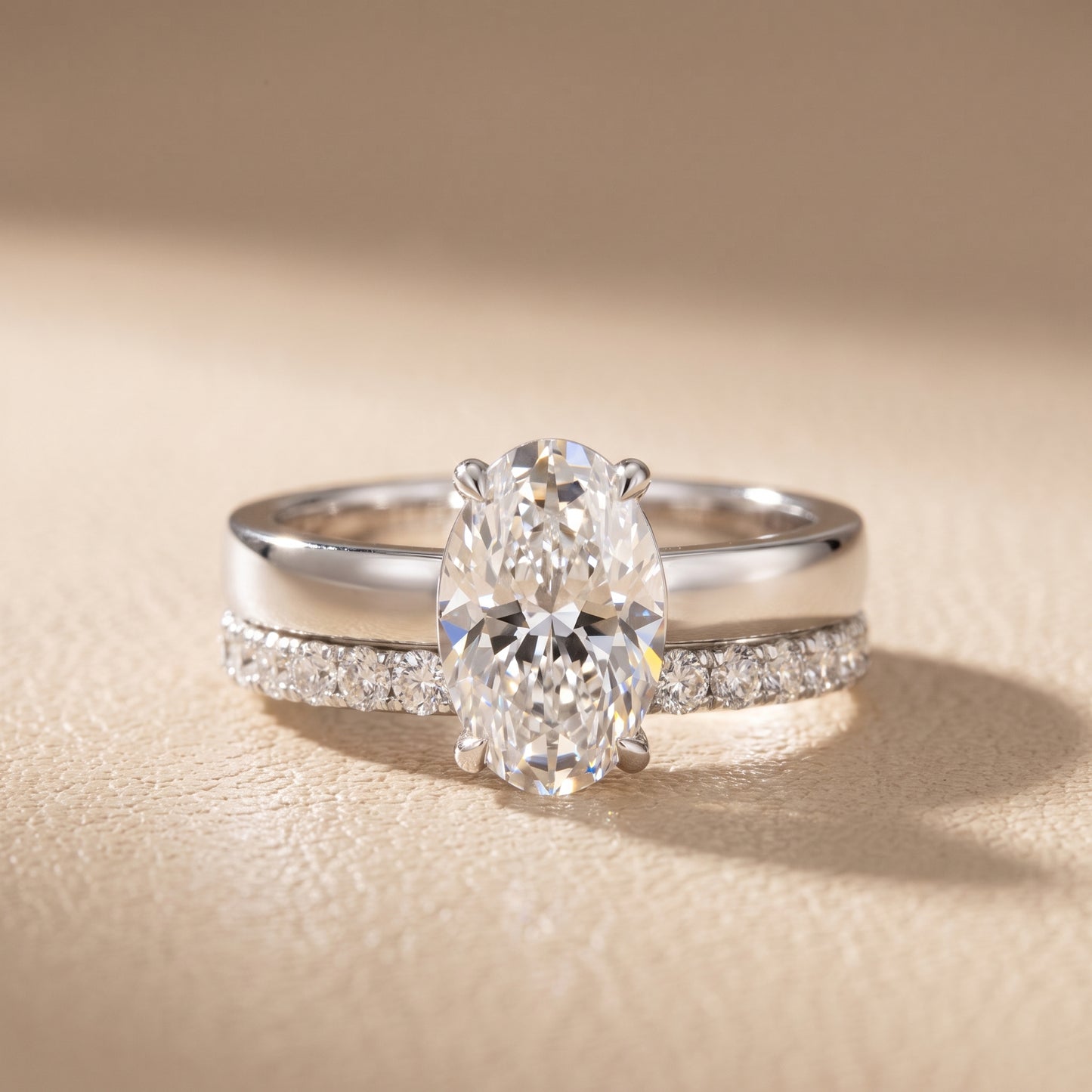Veda Split Shank Pavé Oval Diamond Engagement Ring in White Gold - front.jpg