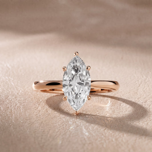 Kalia Knife Edge Solitaire Marquise Diamond Engagement Ring in Rose Gold - front.jpg