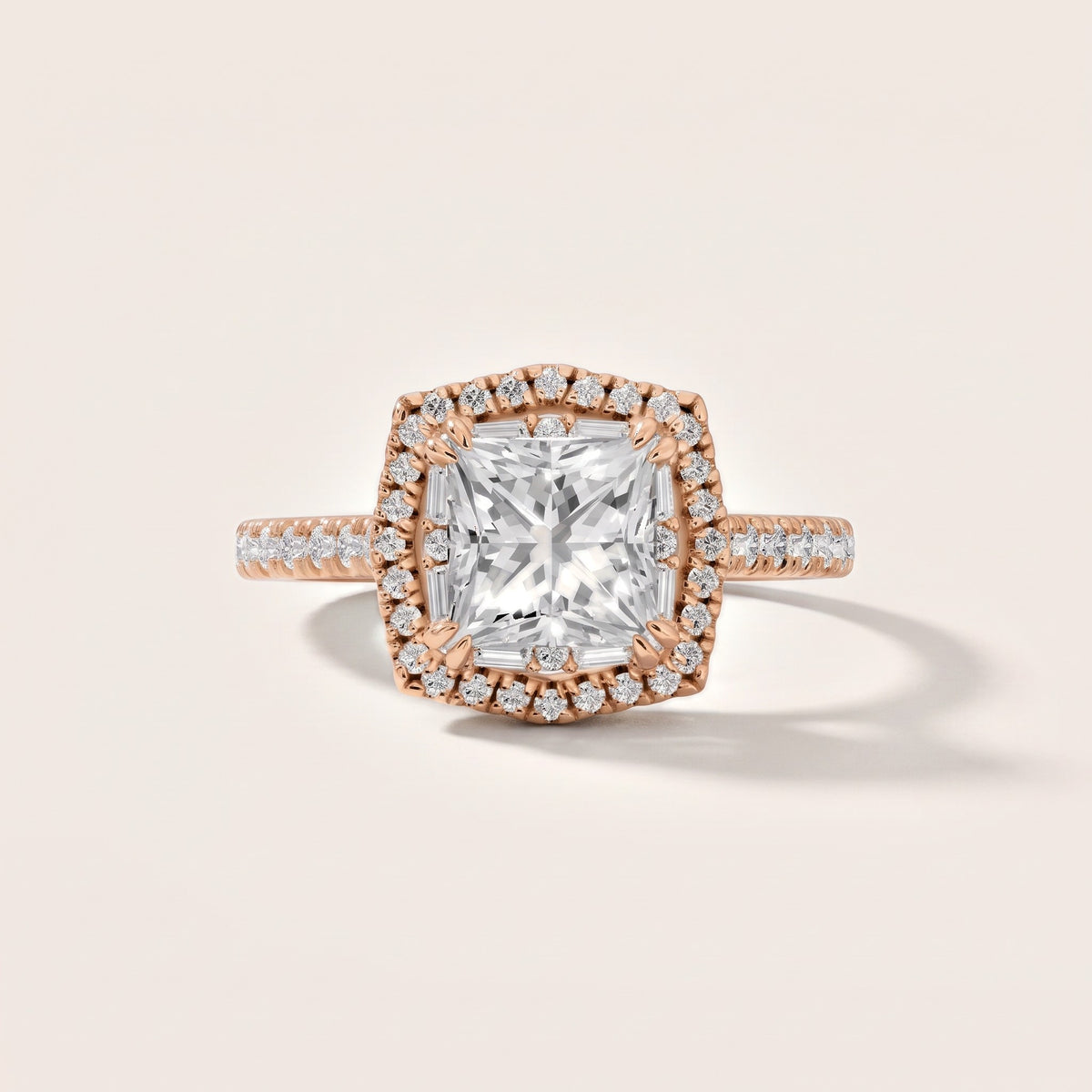 Janelle Double Halo Pavé Princess Diamond Engagement Ring in Rose Gold - front.jpg