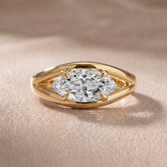 Madeleine Split Shank Marquise Diamond Engagement Ring in Yellow Gold - front.jpg