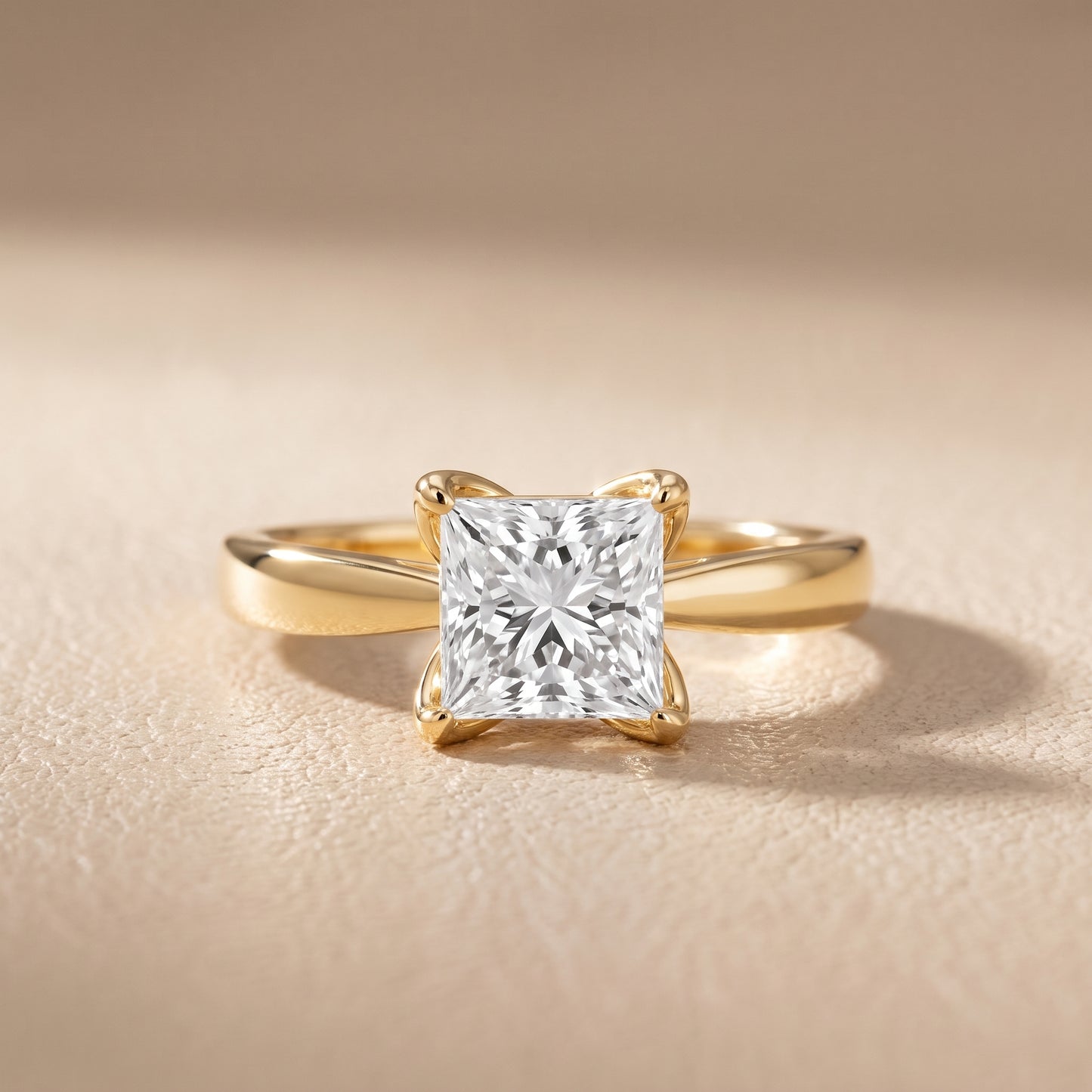 Lucia Solitaire Six-Prong Princess Diamond Engagement Ring in Yellow Gold - front.jpg