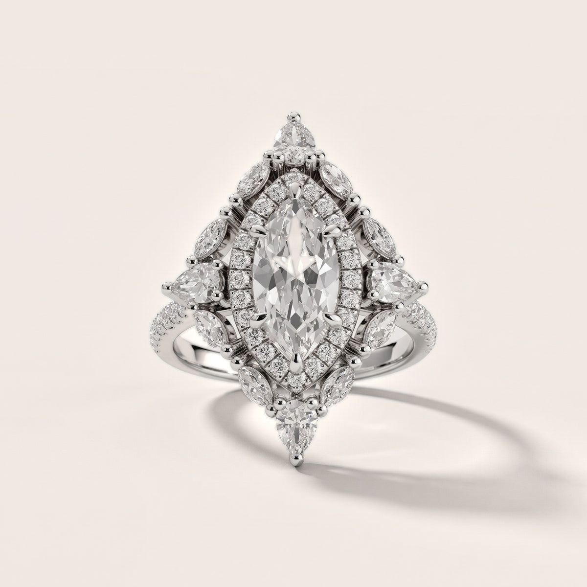 Gianna Vintage Double Halo Marquise Diamond Engagement Ring in White Gold - front.jpg