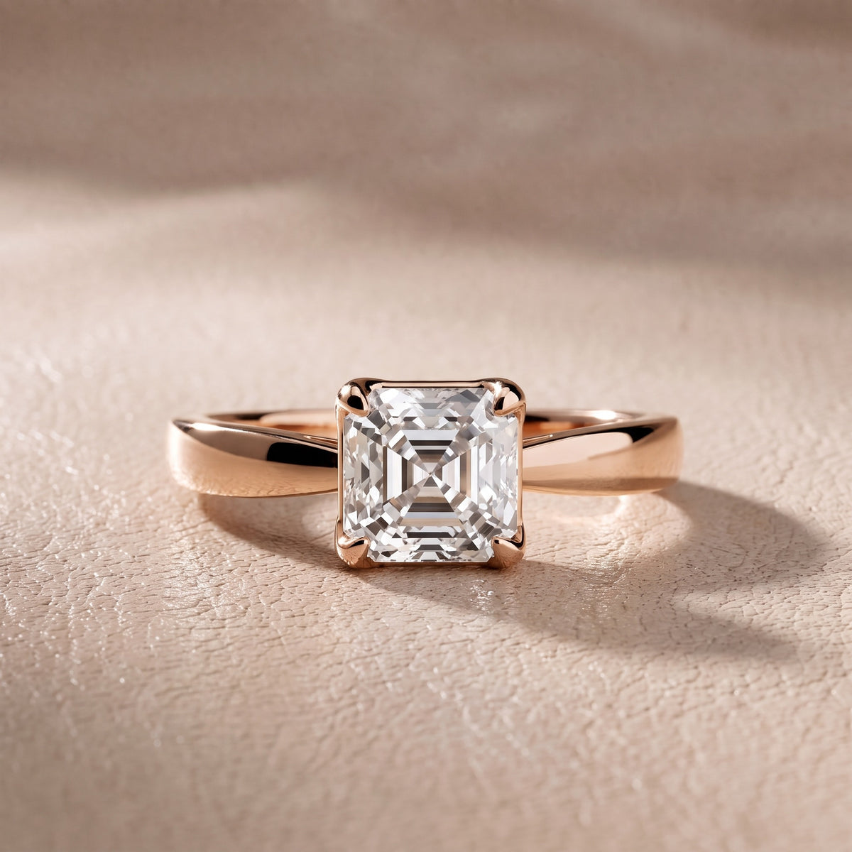 Lucia Solitaire Six-Prong Asscher Diamond Engagement Ring in Rose Gold - front.jpg