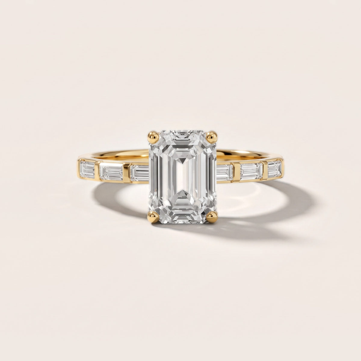 Bailey Baguette Emerald Diamond Engagement Ring in Yellow Gold - front.jpg