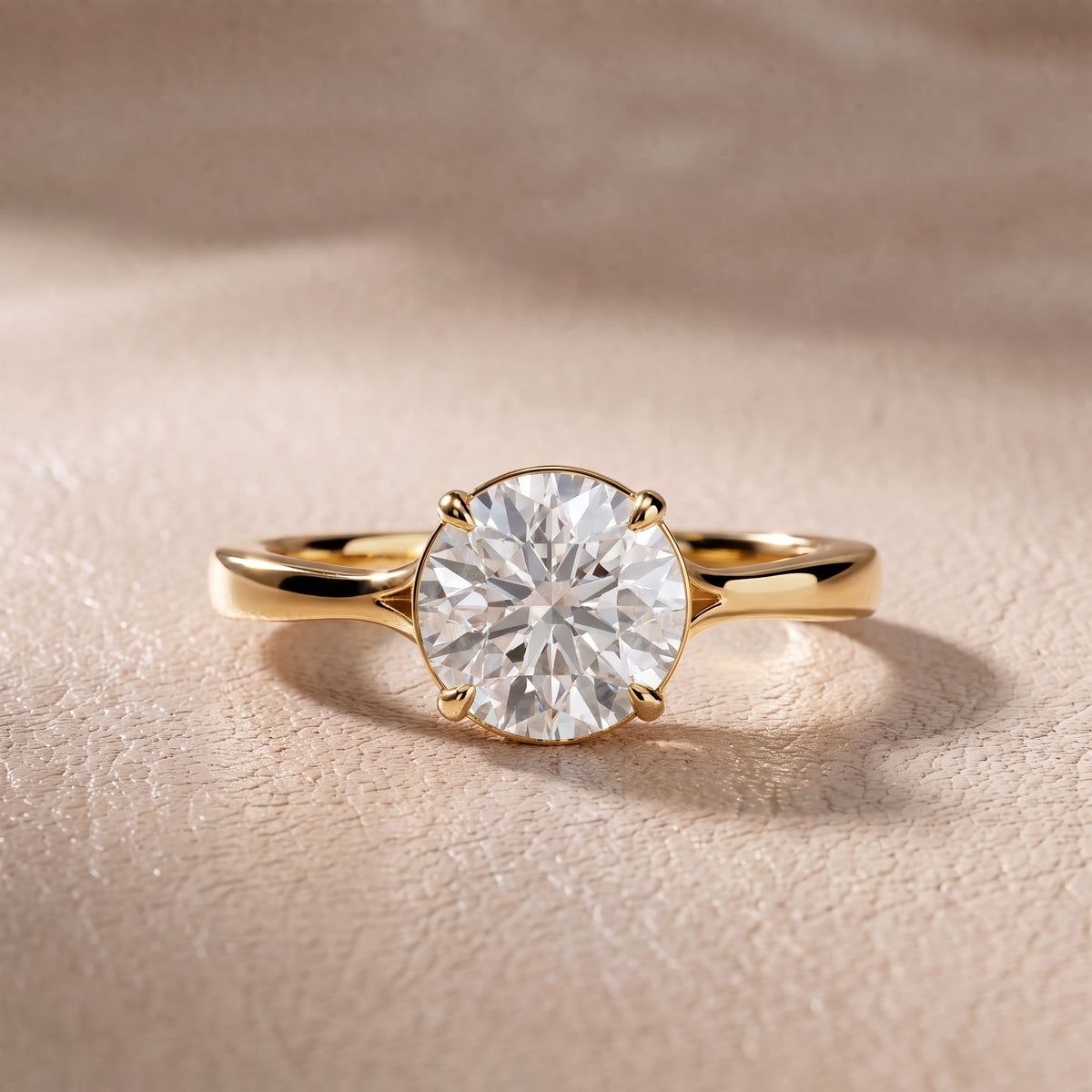 Evangeline Trellis Solitaire Round Diamond Engagement Ring in Yellow Gold - front.jpg