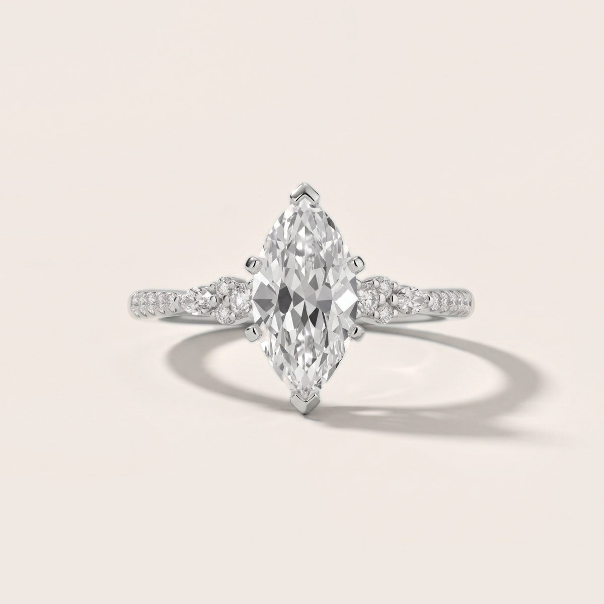 Reina Pavé Cluster Marquise Diamond Engagement Ring in Platinum - front.jpg