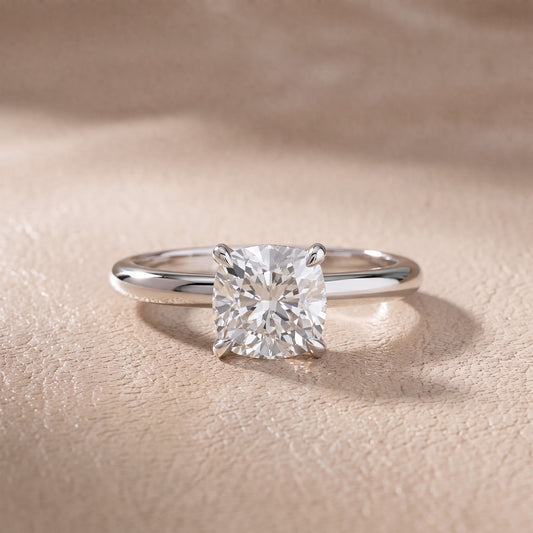 Amaya Hidden Halo Cushion Diamond Engagement Ring in White Gold - front.jpg