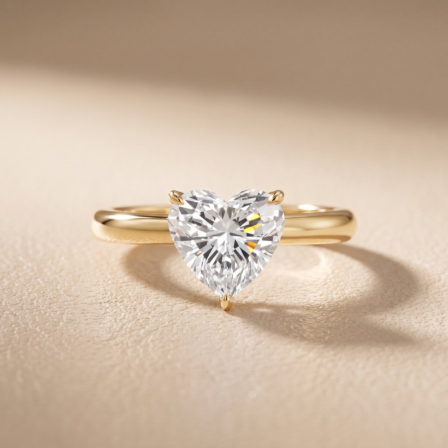 Evie Solitaire Six-Prong Heart Diamond Engagement Ring in Yellow Gold - front.jpg