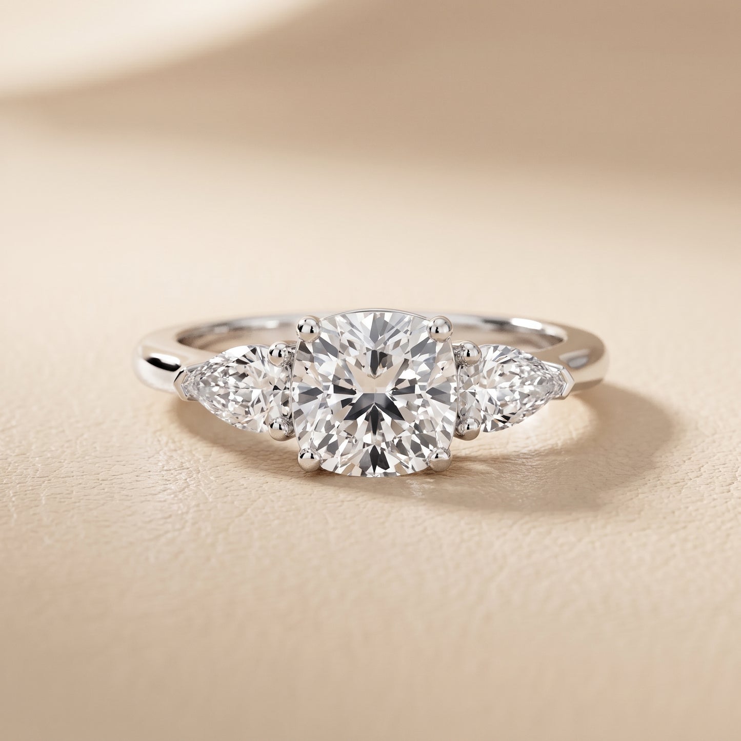 Mirabel Three-Stone Cushion Diamond Engagement Ring in Silver - front.jpg