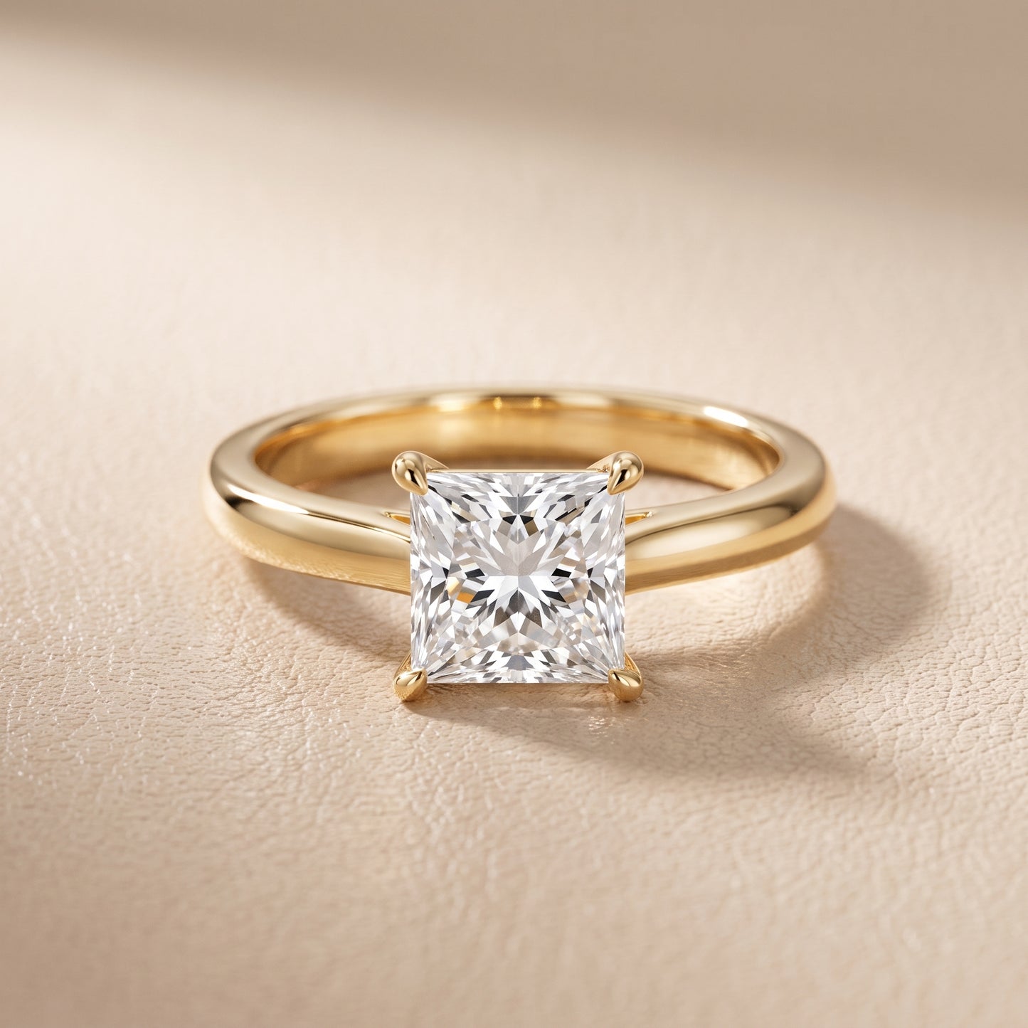 Kalia Knife Edge Solitaire Princess Diamond Engagement Ring in Yellow Gold - front.jpg