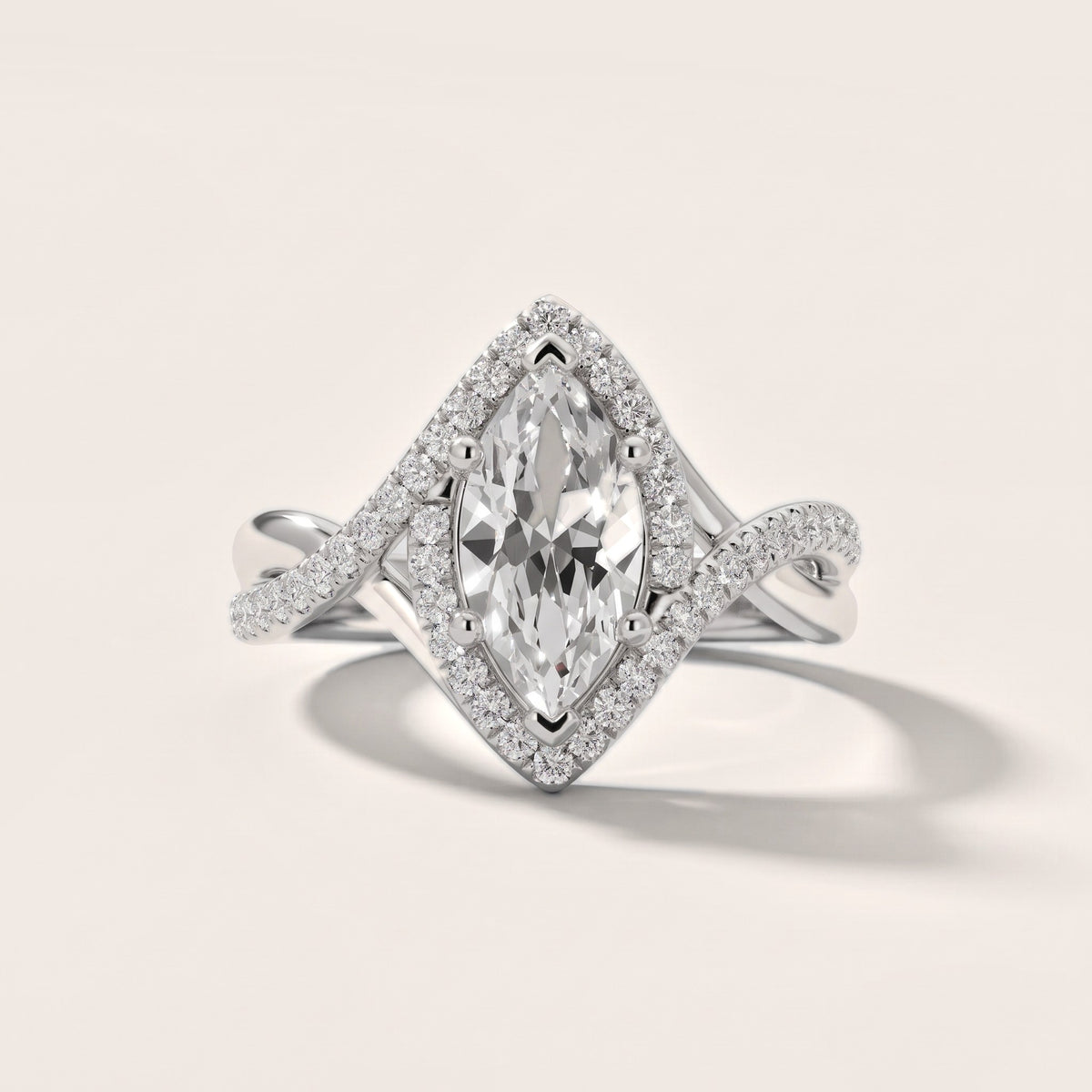 Dover Twist Halo Marquise Diamond Engagement Ring in Platinum - front.jpg