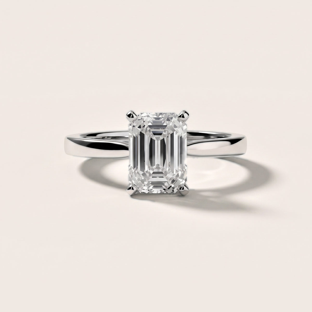 Cicely Solitaire Cathedral Emerald Diamond Engagement Ring in Platinum - front.jpg