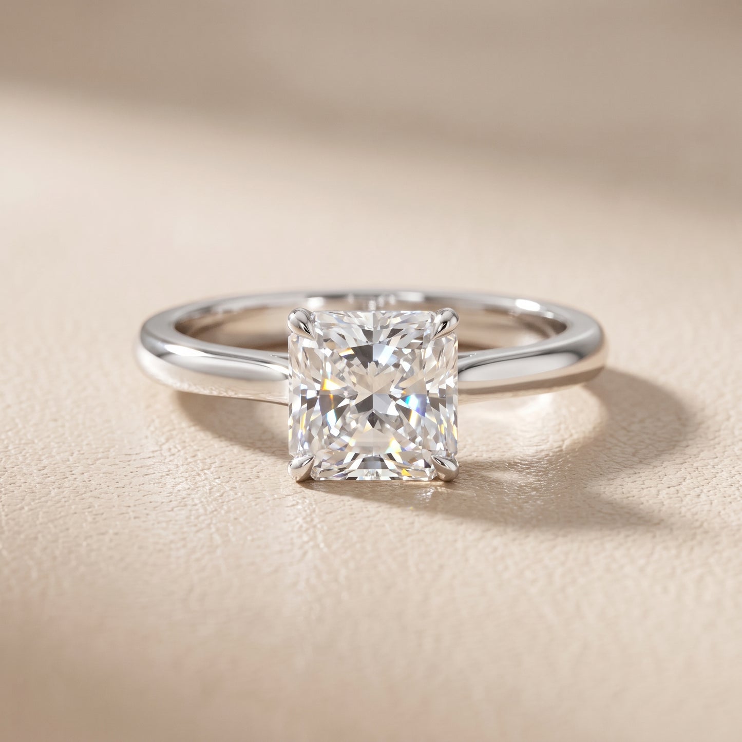 Kalia Knife Edge Solitaire Radiant Diamond Engagement Ring in Platinum - front.jpg