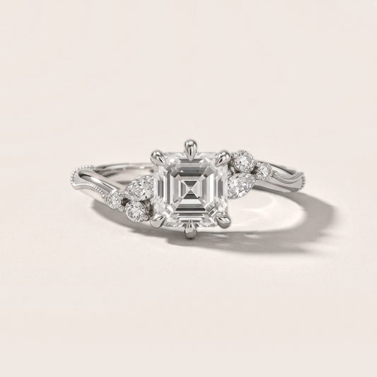 Joanna Milgrain Twist Asscher Diamond Engagement Ring in Platinum [studio-20261024]
