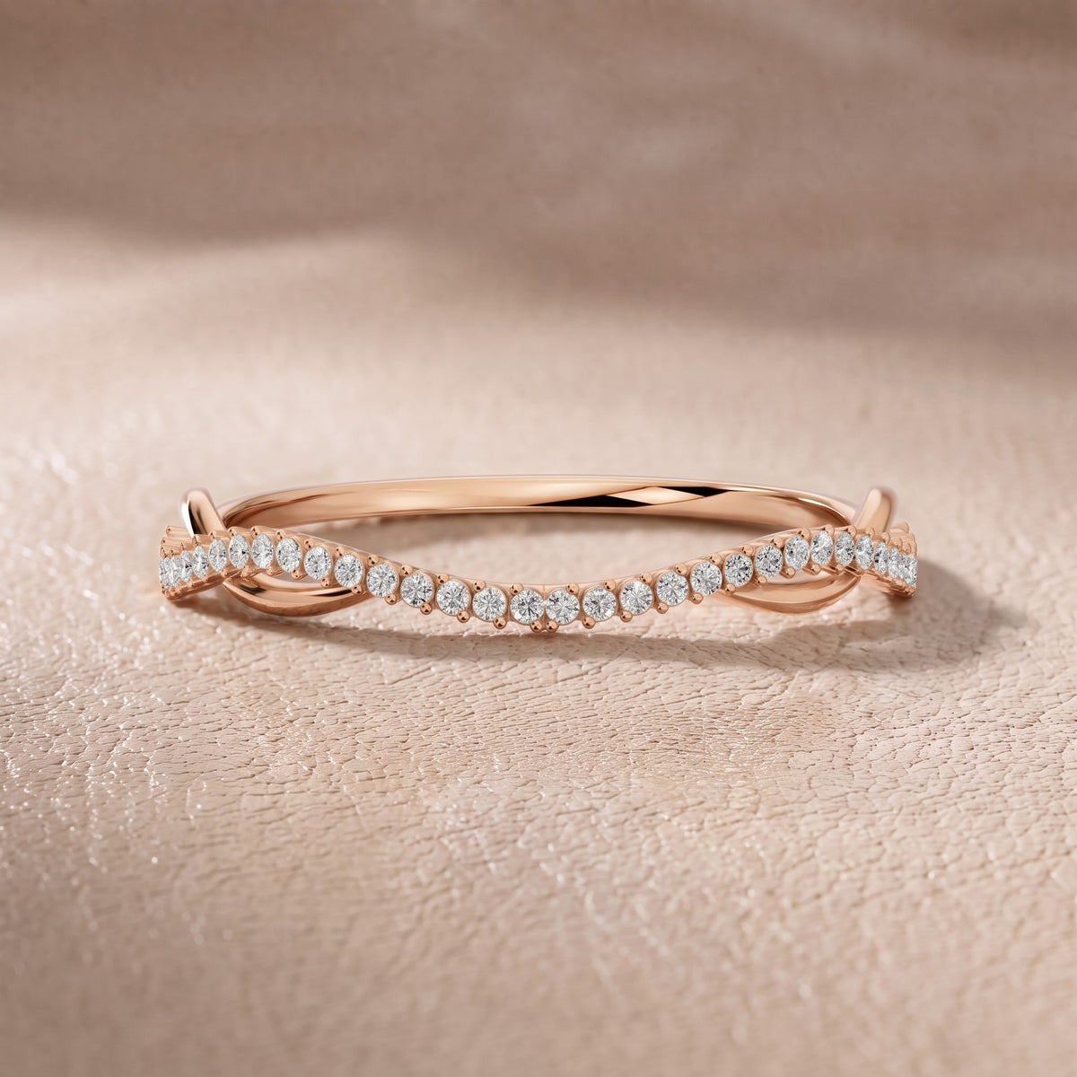 Ivy Petite Twist Round Diamond Half Eternity Band in Rose Gold - front.jpg