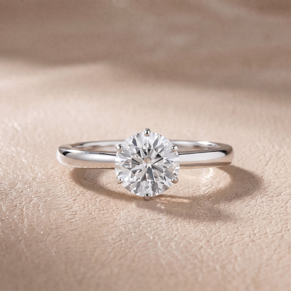 Serena Blossom Solitaire Round Diamond Engagement Ring in Silver - front.jpg