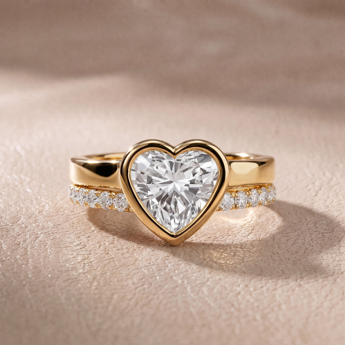 Ayla Bezel Bypass Heart Diamond Engagement Ring in Yellow Gold - front.jpg
