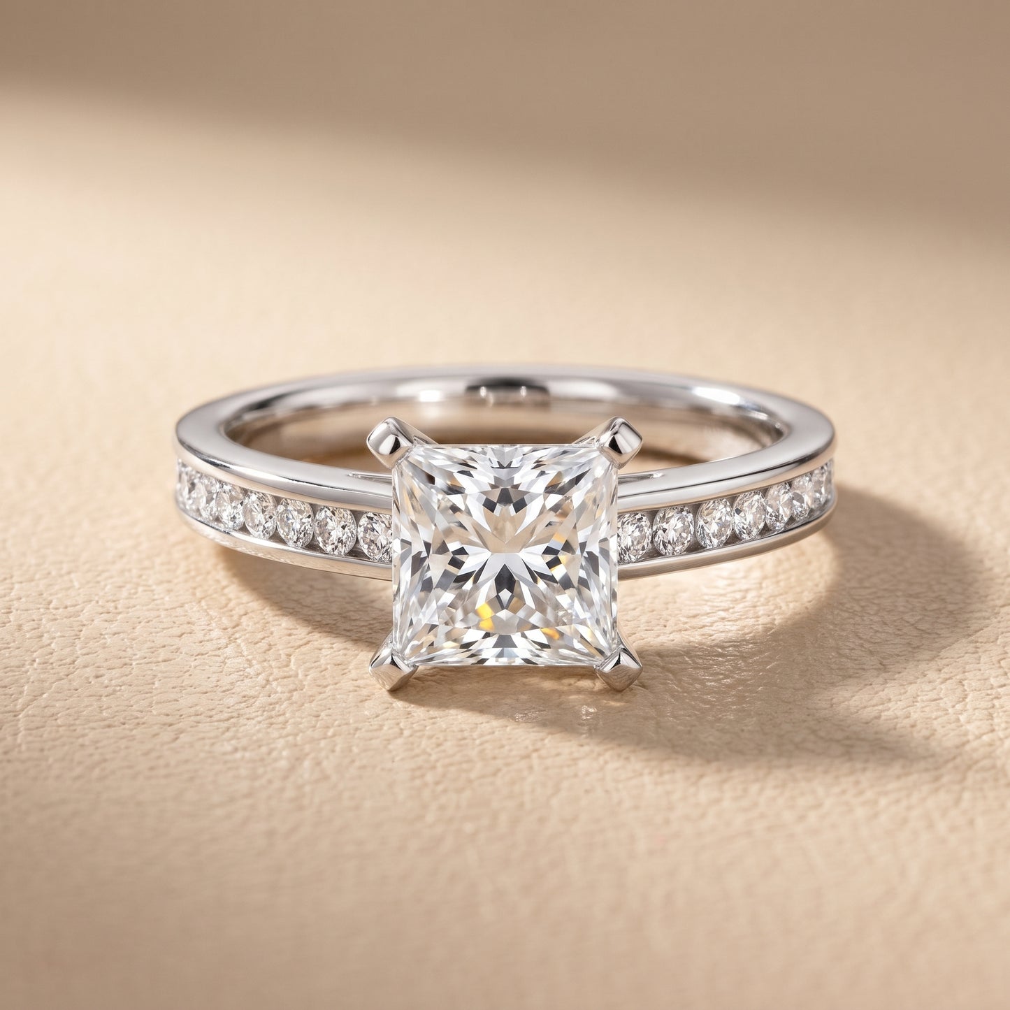 Tessa Solitaire Channel Set Princess Diamond Engagement Ring in Platinum - front.jpg