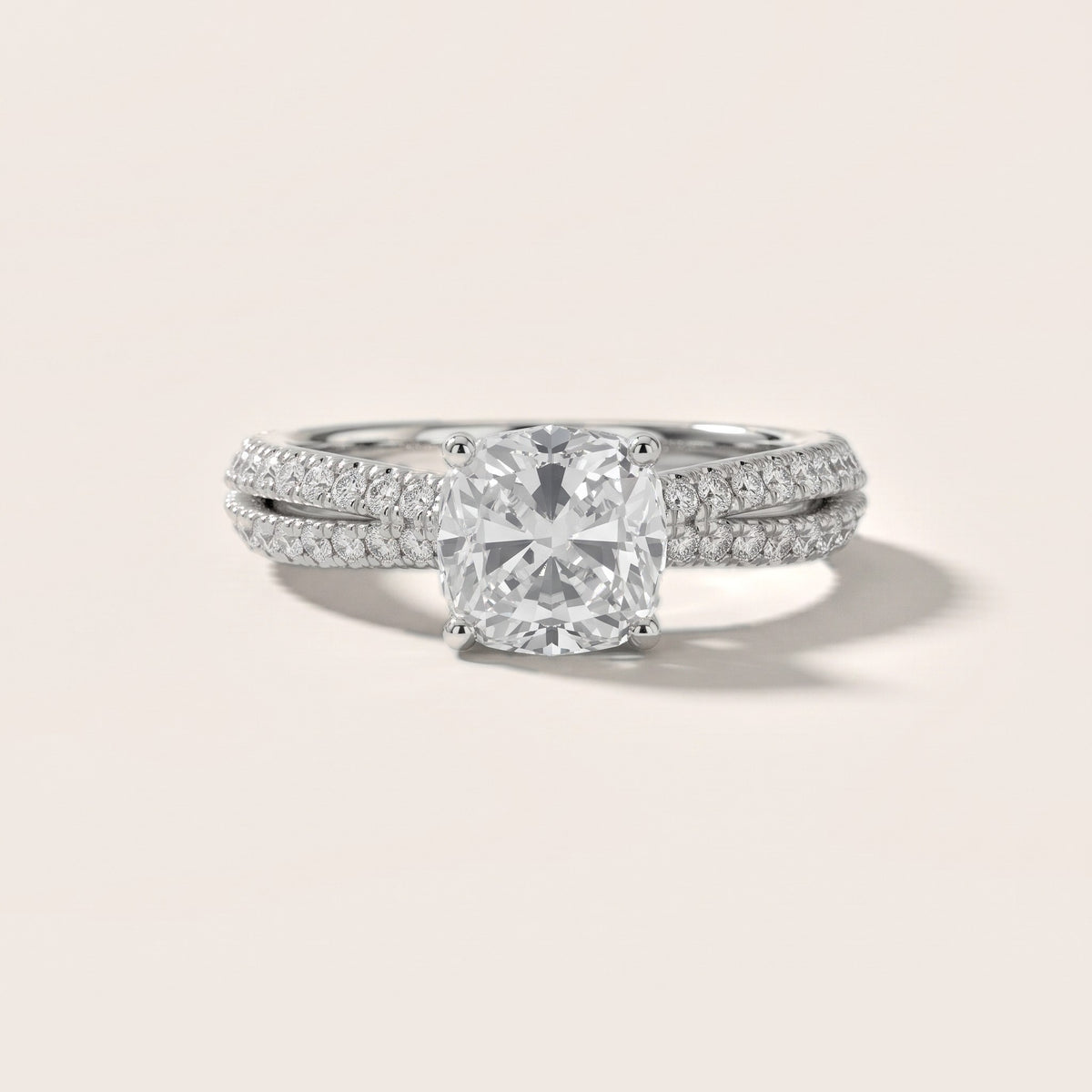 Ottilie Split Shank Pavé Cushion Diamond Engagement Ring in Platinum - front.jpg