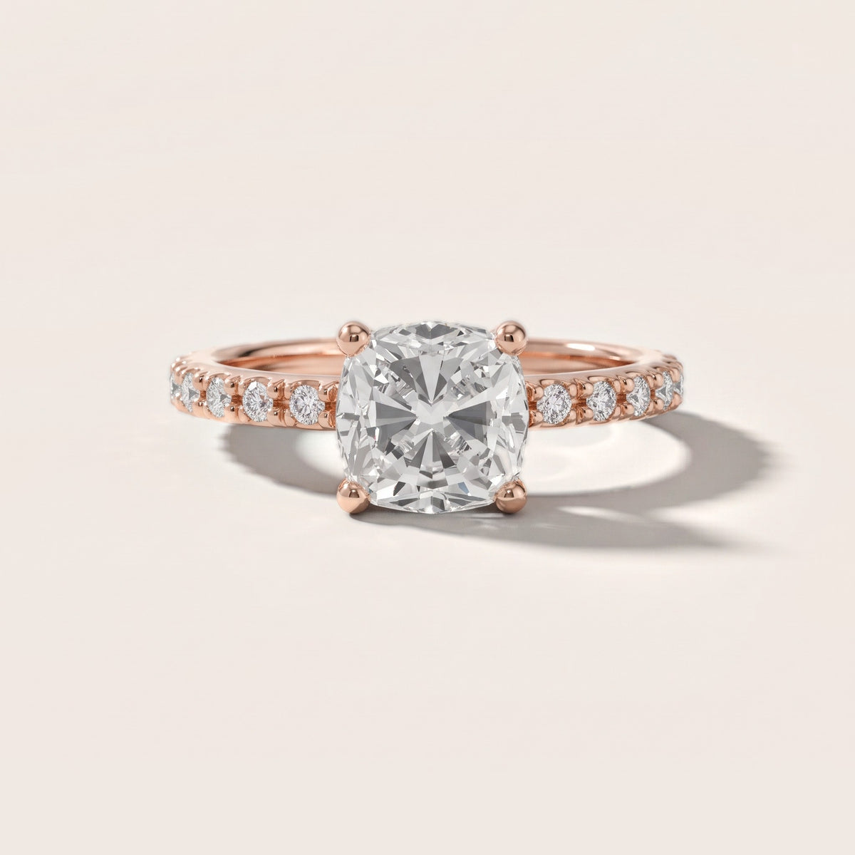 Autumn Statement Pavé Cushion Diamond Engagement Ring in Rose Gold - front.jpg