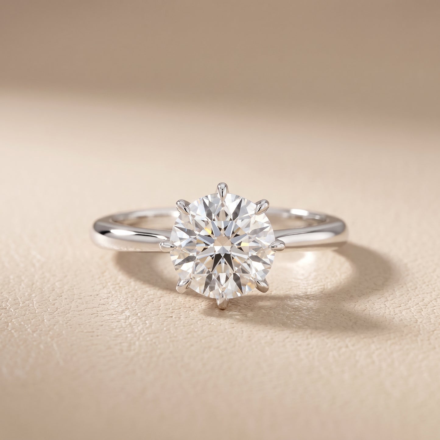 Evie Solitaire Six-Prong Round Diamond Engagement Ring in White Gold - front.jpg