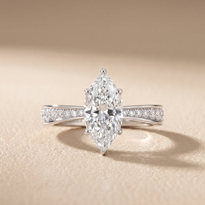 Rhea Sidestone Pavé Marquise Diamond Engagement Ring in White Gold - front.jpg