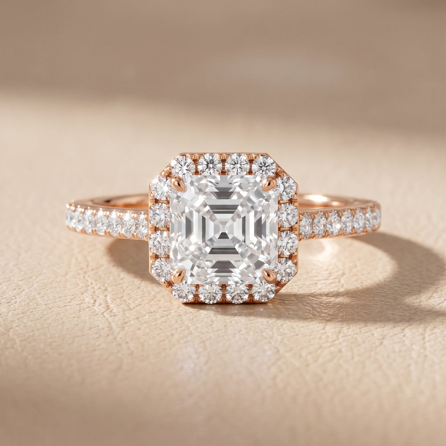 Willa Halo Micropavé Asscher Diamond Engagement Ring in Rose Gold - front.jpg