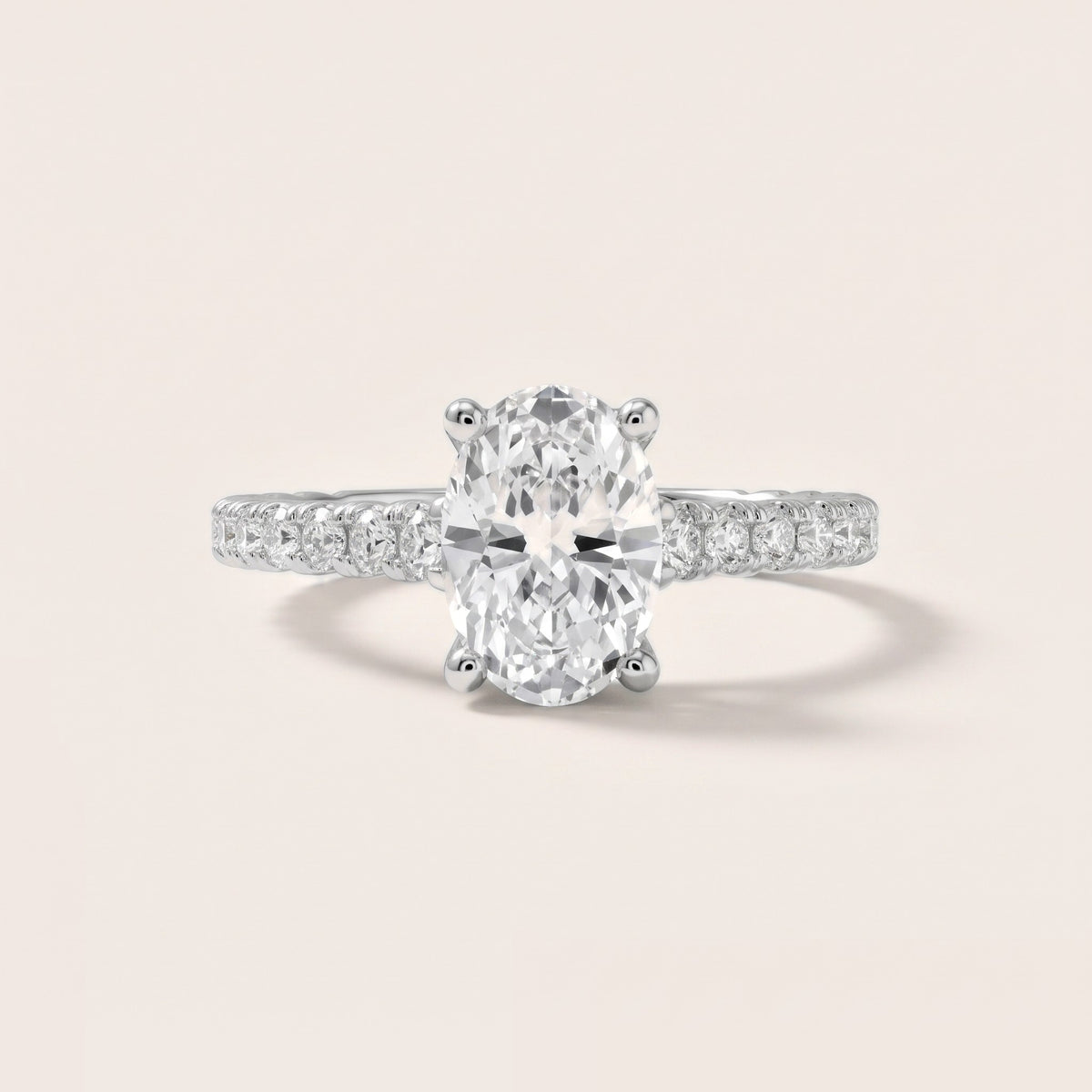 Una Cathedral Pavé Oval Diamond Engagement Ring in Silver - front.jpg