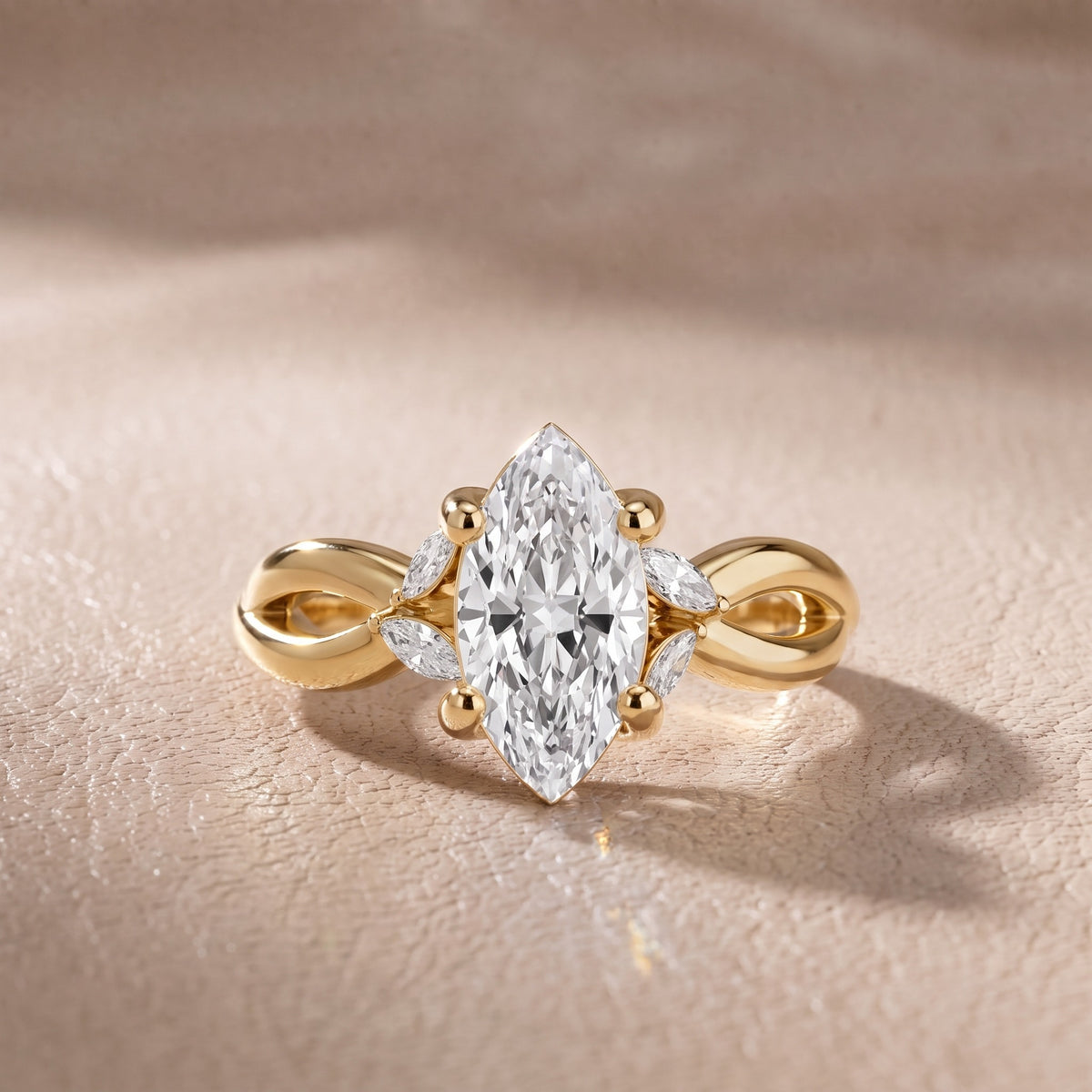 Luna Glow Twisted Marquise Diamond Engagement Ring in Yellow Gold - front.jpg