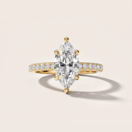 Maya Hidden Halo Pavé Marquise Diamond Engagement Ring in Yellow Gold