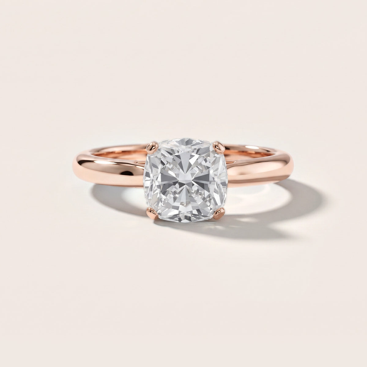 Karina Solitaire Cushion Diamond Engagement Ring in Rose Gold - front.jpg