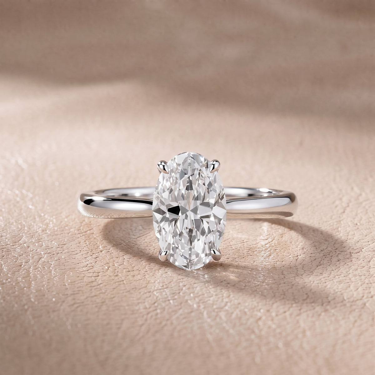 Kalia Knife Edge Solitaire Oval Diamond Engagement Ring in Silver - front.jpg