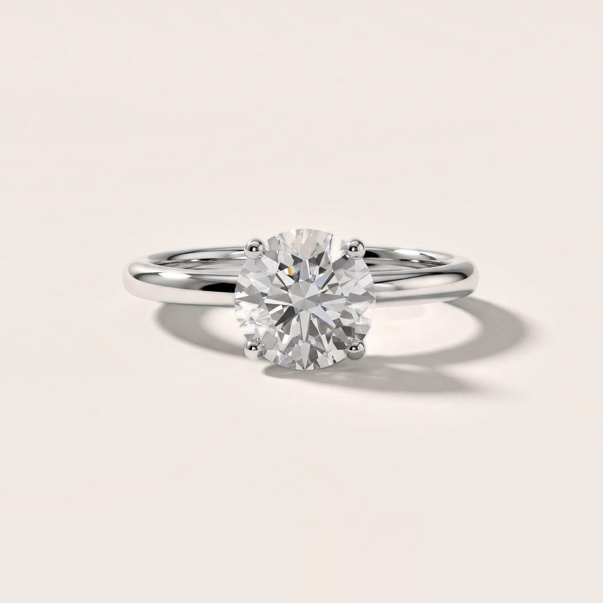 Benita Leaf Round Diamond Engagement Ring in Silver - front.jpg