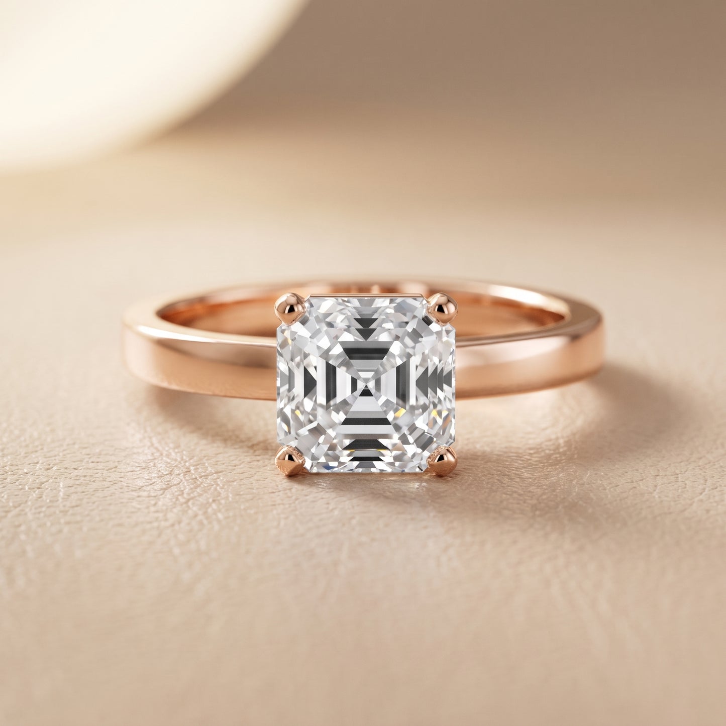Delia Solitaire Asscher Diamond Engagement Ring in Rose Gold - front.jpg