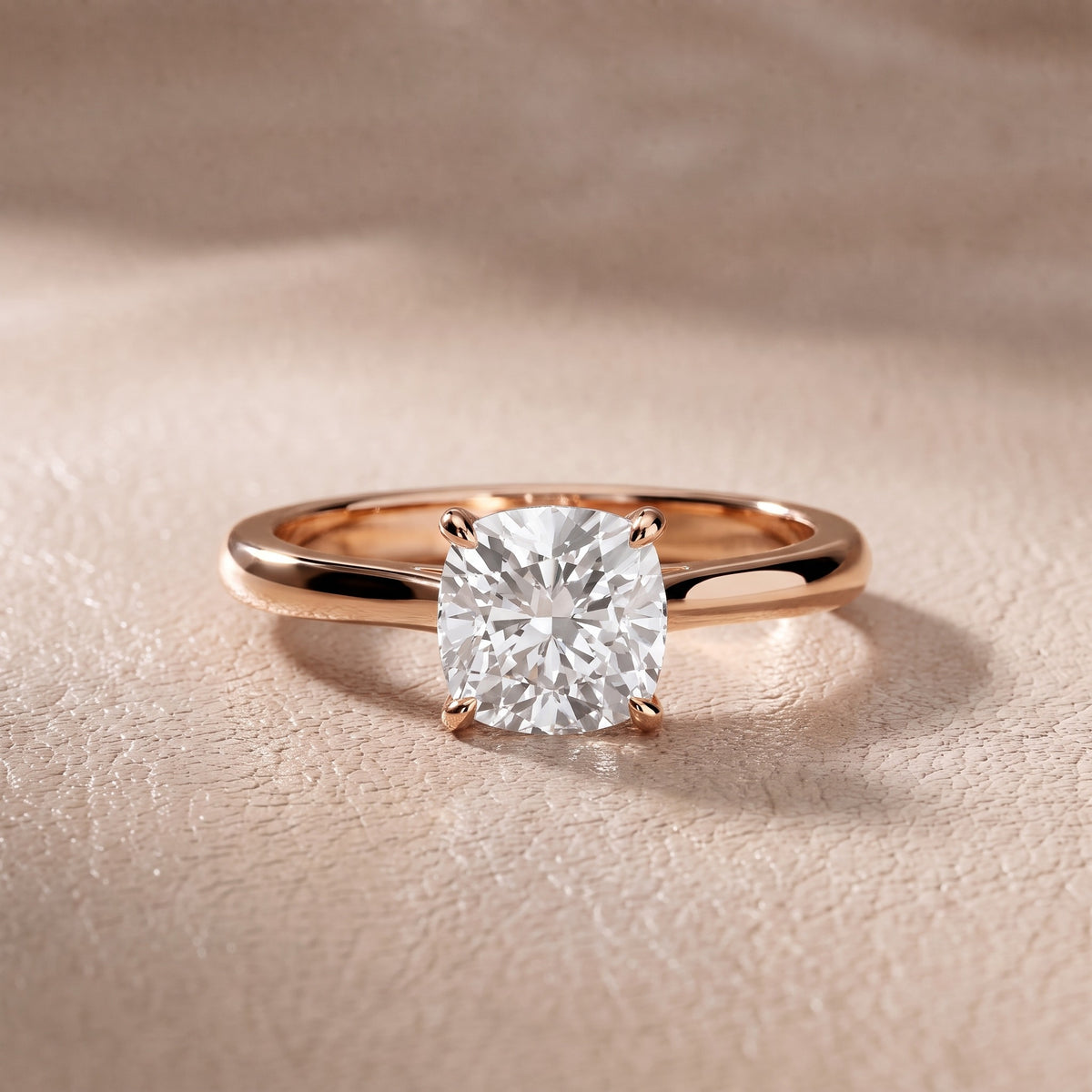 Kalia Knife Edge Solitaire Cushion Diamond Engagement Ring in Rose Gold - front.jpg