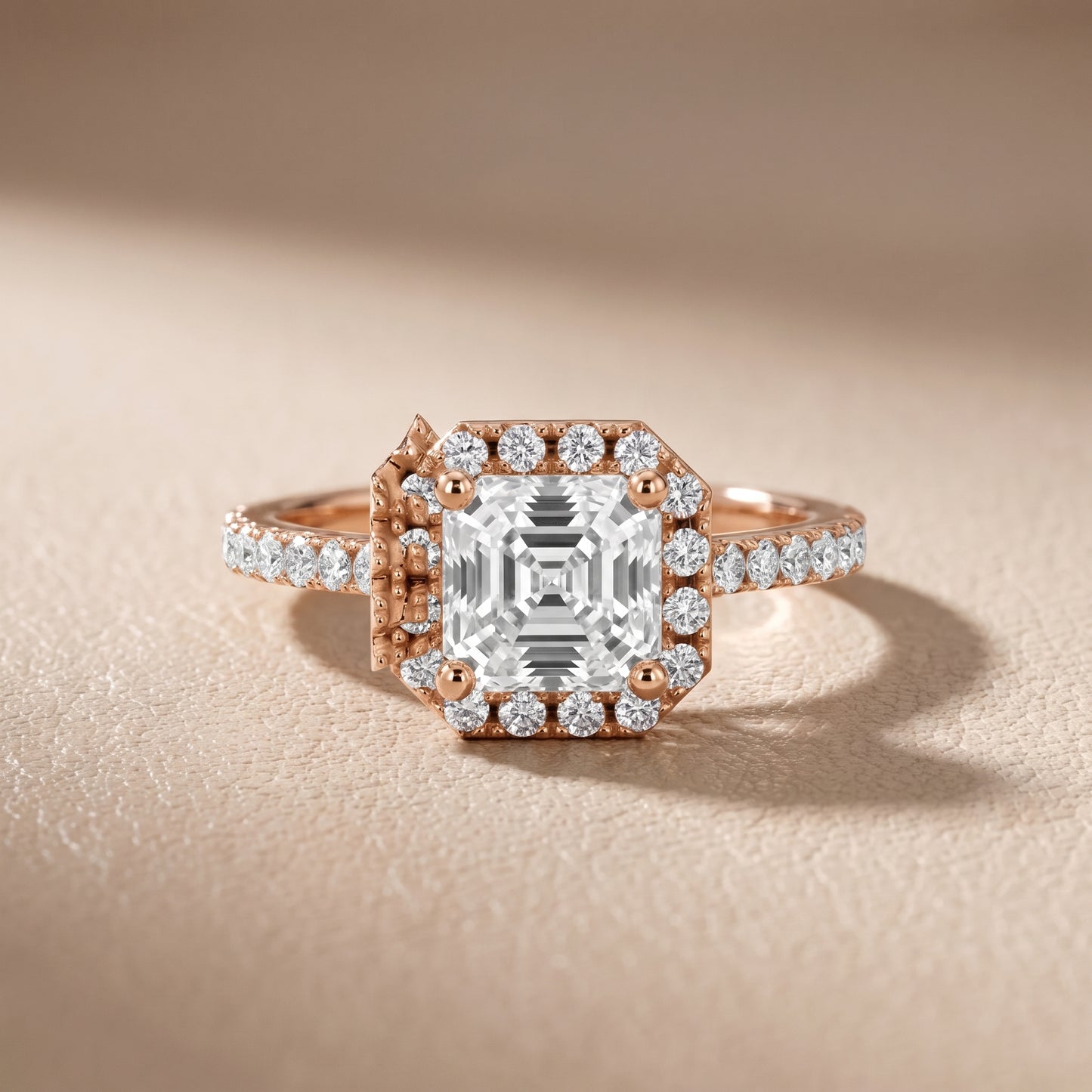Sophie Halo Pavé Asscher Diamond Ring in Rose Gold - front.jpg