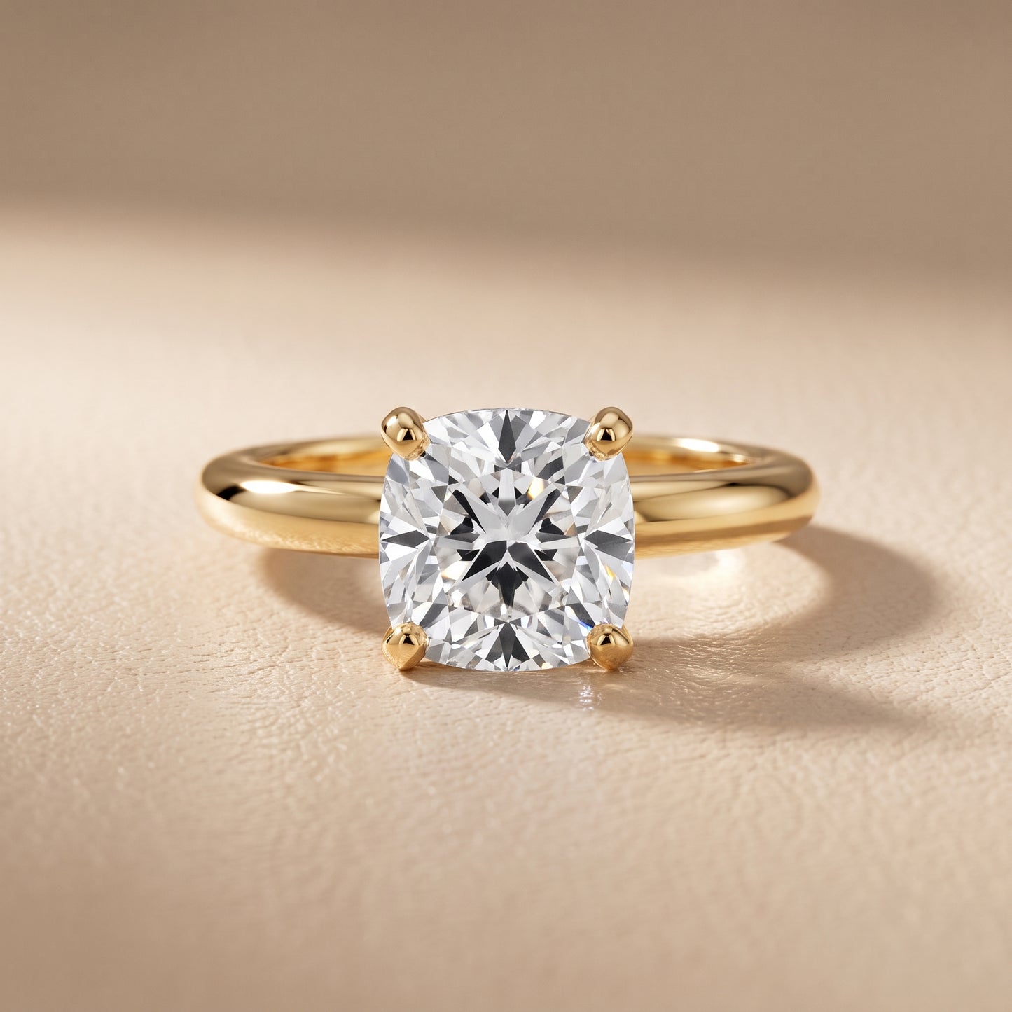Wren Solitaire Cushion Diamond Ring in Yellow Gold - front.jpg