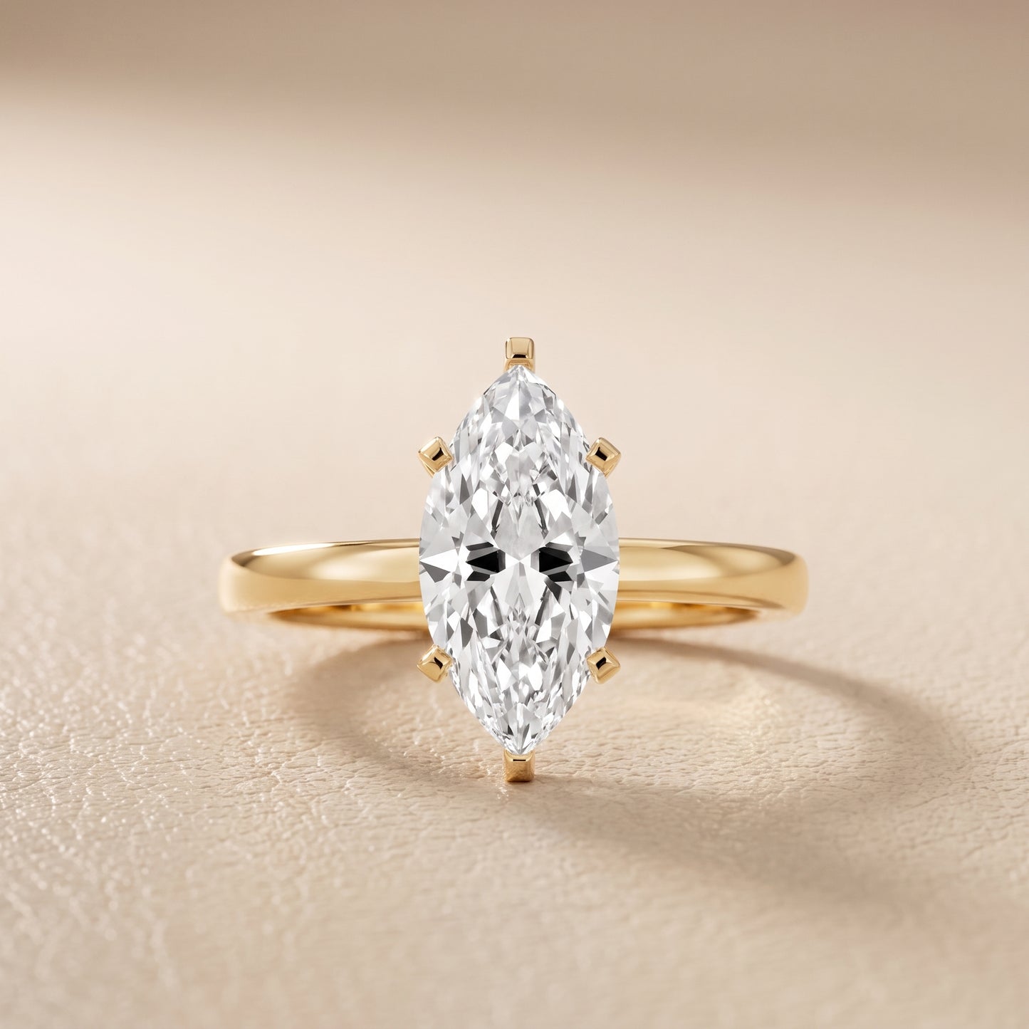 Liana Solitaire Claw Prong Marquise Diamond Engagement Ring in Yellow Gold - front.jpg