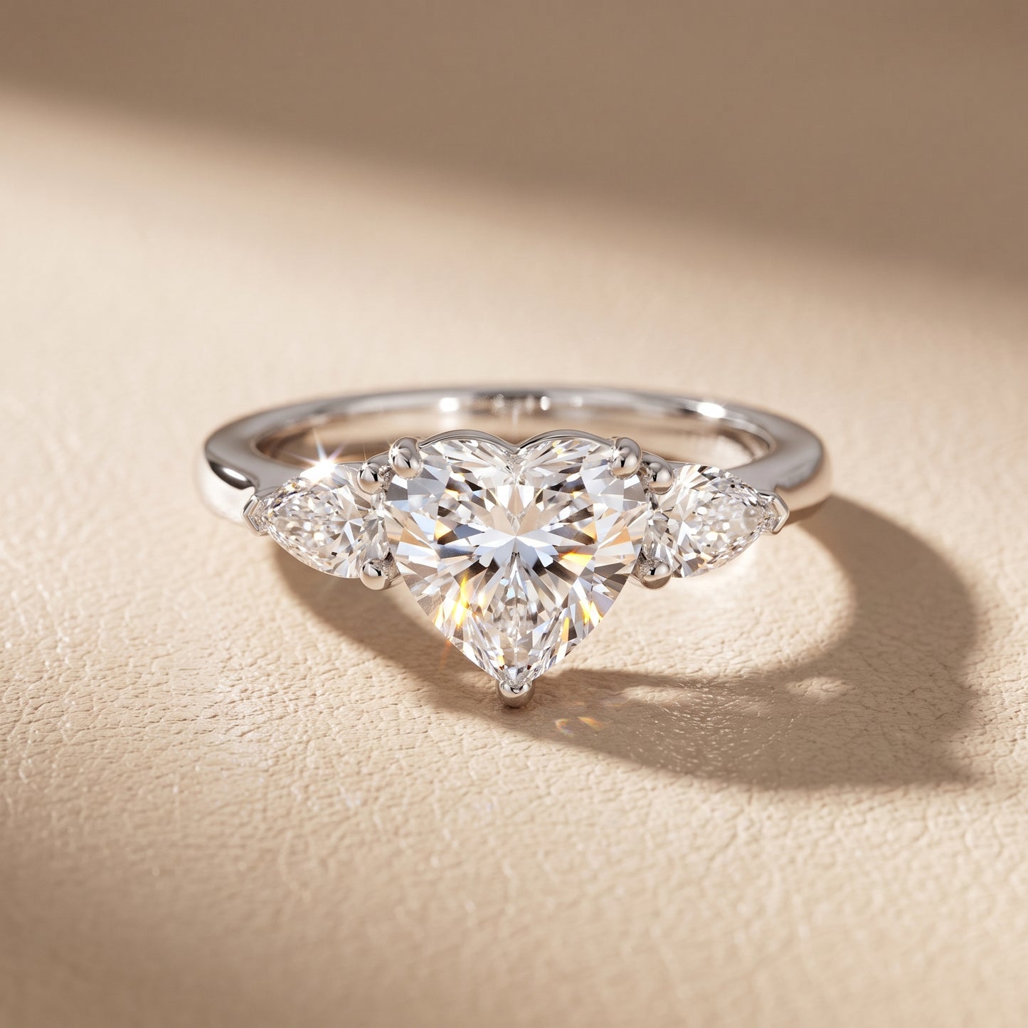 Mirabel Three-Stone Heart Diamond Engagement Ring in Silver - front.jpg