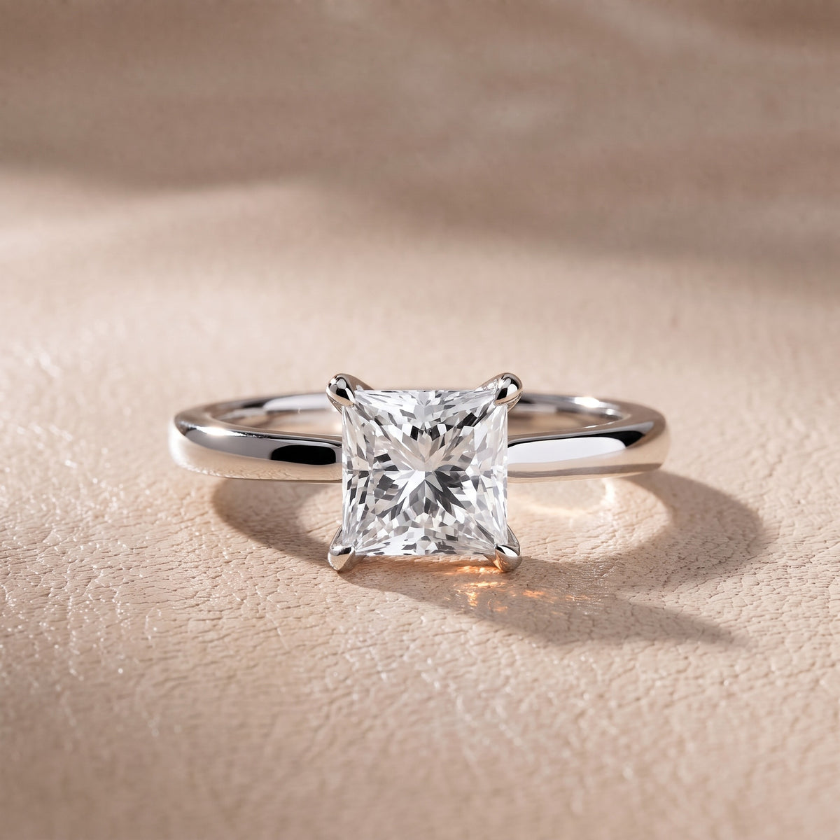 Mena Hidden Halo Princess Diamond Engagement Ring in Silver - front.jpg
