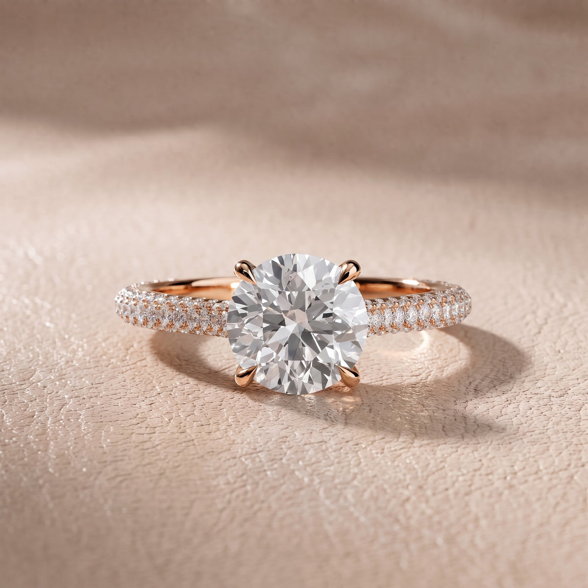 Elisa Hidden Halo Pavé Round Diamond Engagement Ring in Rose Gold - front.jpg