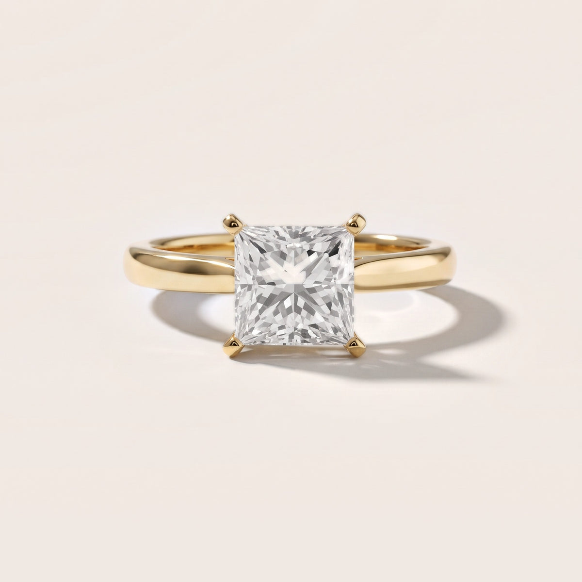 Enid Solitaire Cathedral Princess Diamond Engagement Ring in Yellow Gold - front.jpg