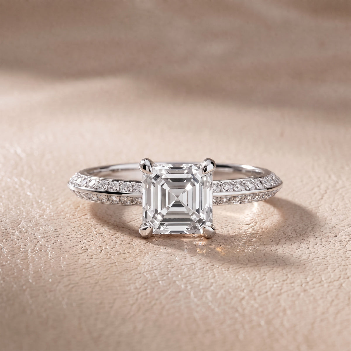 Meredith Knife Edge Pavé Asscher Diamond Engagement Ring in Platinum - front.jpg