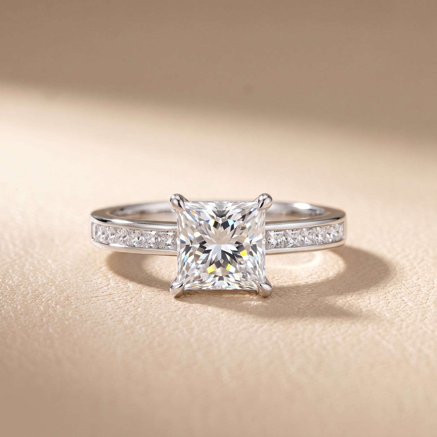 Maren Sidestone Channel Set Princess Diamond Engagement Ring in Platinum - front.jpg