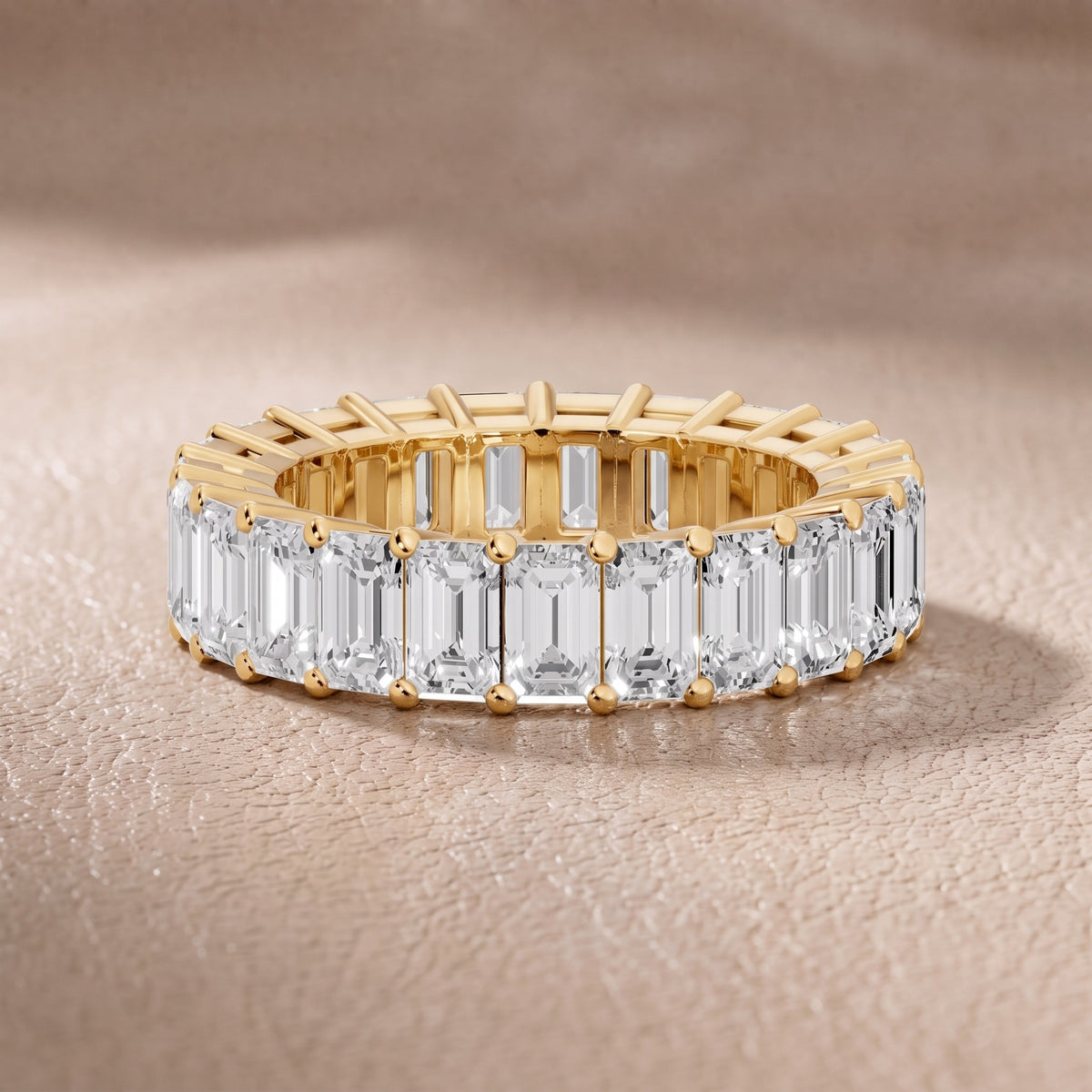 Adelaide Shared Prong Emerald Diamond Eternity Band in Yellow Gold - front.jpg