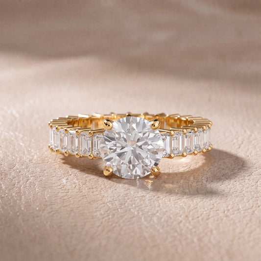 Mallory Shared Prong Round Diamond Engagement Ring in Yellow Gold - front.jpg