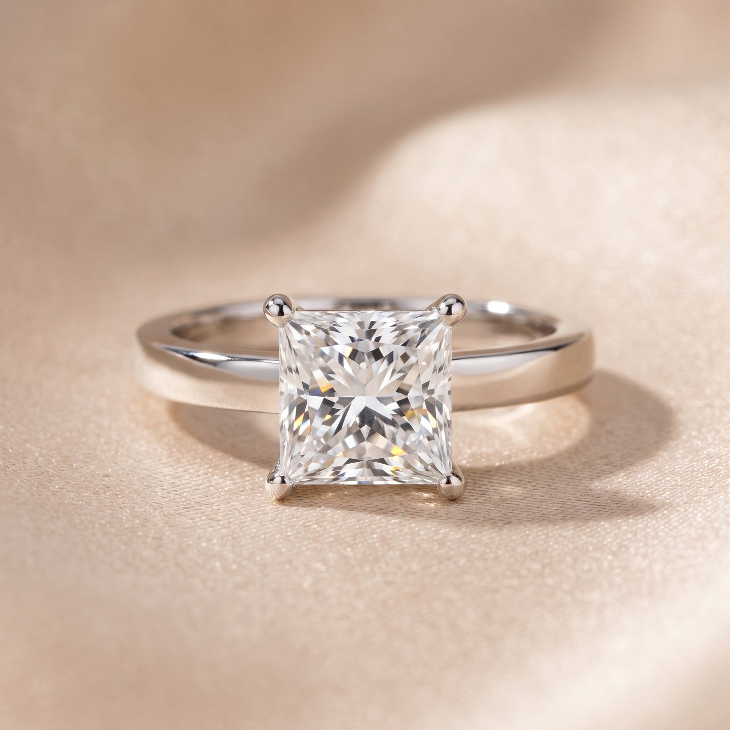 Delia Solitaire Princess Diamond Engagement Ring in Silver - front.jpg