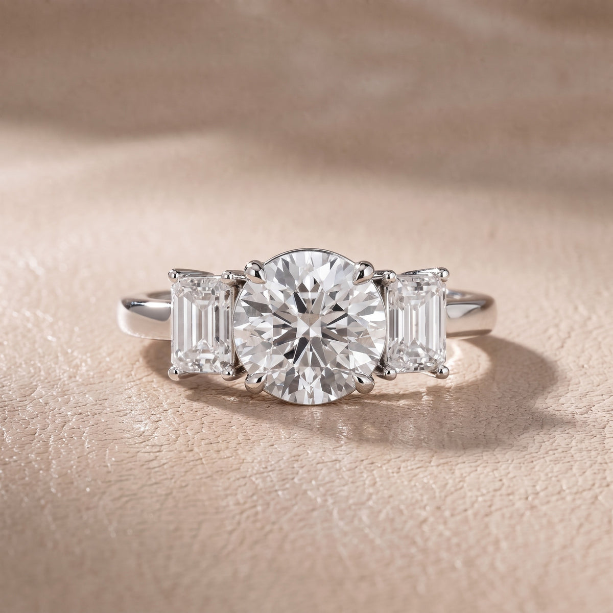 Zoe Three-Stone Round Diamond Engagement Ring in White Gold - front.jpg